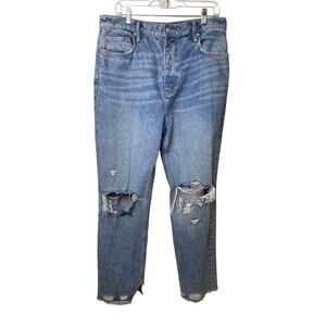 We the Free Women's Blue Light Wash Denim Button Fly Distressed Jeans Size 31